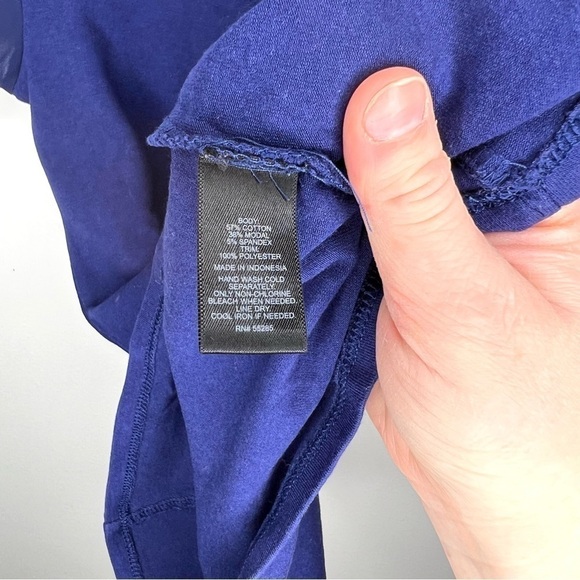 Express Blue Short Sleeve Mesh Formal Dressy Business Casual Blouse Extra Small - Picture 8 of 14